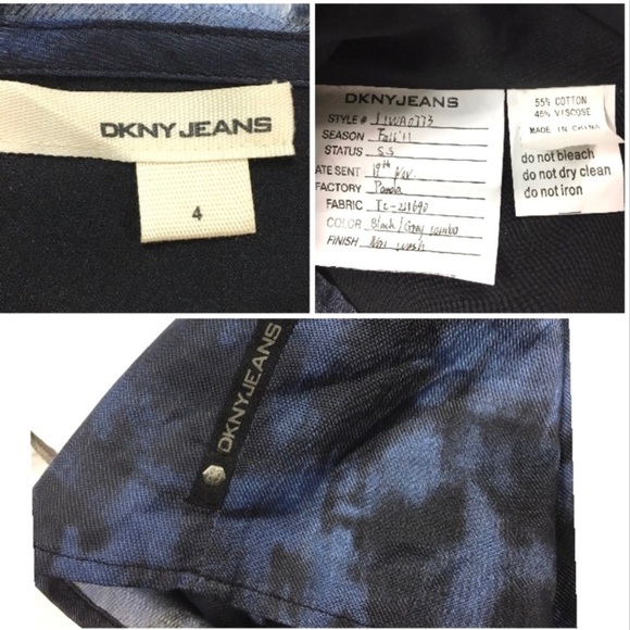 Dkny Jeans Tie Dye Fringe Shift Dress In Blue/Black - Picture 5 of 7